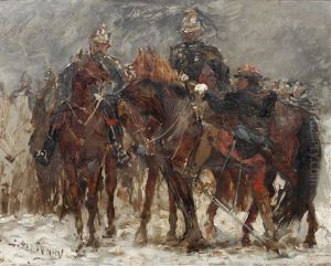 Sketch For A Cavalry Scene by Jules Delaunay