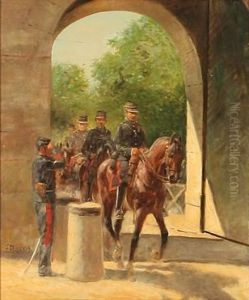 Horse Artillery Passing A French Soldier