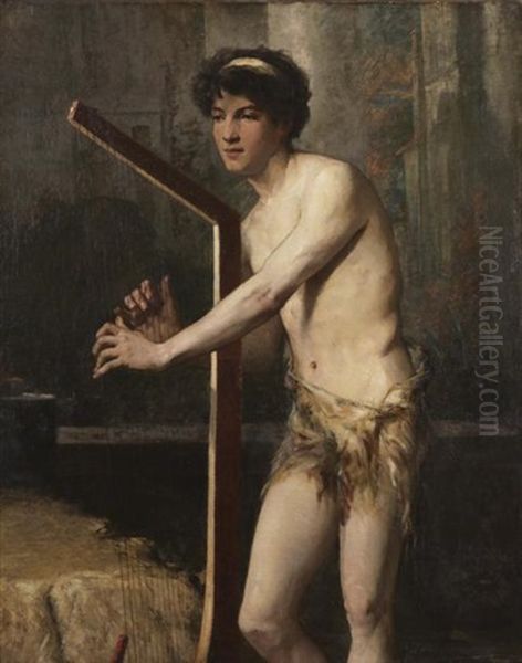 Jeune Ephebe Jouant De La Harpe - view 1