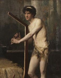 Jeune Ephebe Jouant De La Harpe by Jules-Elie Delaunay