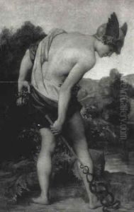 Mercure Inventant Le Caducee by Jules-Elie Delaunay