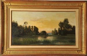 Waldlandschaft Mit Weiher In Abendlicher Stimmung by Pierre Delaunay