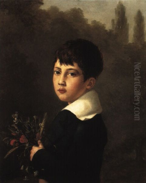Portrait Of A Boy Holding A Nosegay - view 1