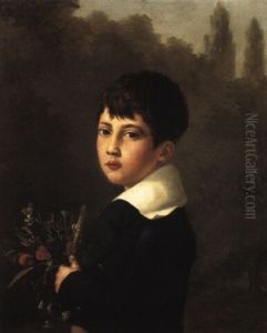Portrait Of A Boy Holding A Nosegay