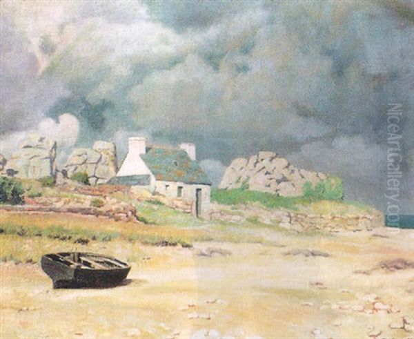 Barques Et Chaumiere Pres De La Greve - view 1