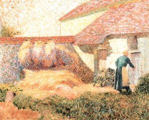 Cour De Ferme Au Tas De Foin Jaune by Henri Delavallee