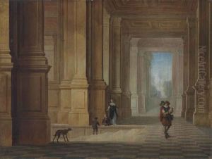 An Italian Loggia With Elegant Figures And A Dog An Italian Loggia With Elegant Figures And A Dog