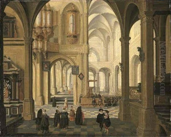 The Interior Of A Church With A Sermon In Progress, A Christening Party In The Foreground - view 1