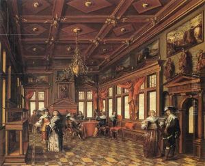 Elegant Couples In An Interior by Dirck Van Delen