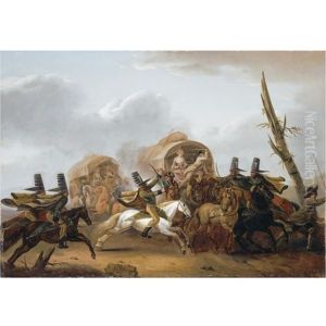 A Caravan Being Attacked By Cavalry