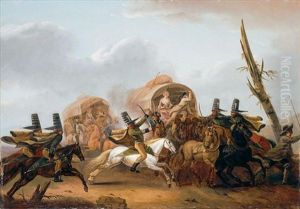 A Caravan Being Attacked By Cavalry