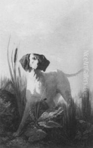 A Pointer In A Landscape by Auguste Joseph Delessard