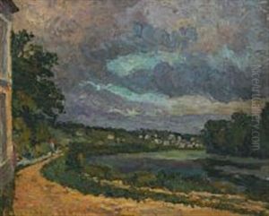 Bords La Seine A Herblay Au Crepuscule Bords La Seine A Herblay Au Crepuscule