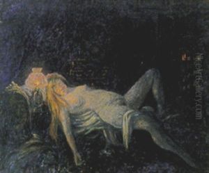 Nohen Kvinde Liggende Pa Seng by Eugene Delestre