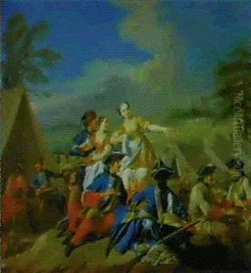 Royal Carabiniers, Hussards Et Vivandieres Au Campement by Jacques-Antoine Delettre