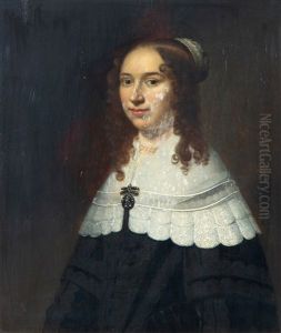 A Portrait Of A Young Girl With Pearl Necklace And A White Collar by Jacob Willemsz Delff the Younger