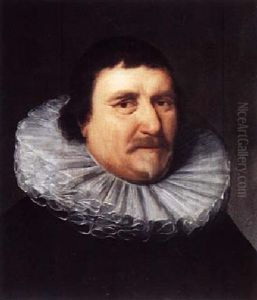 Portrait Of A Man Wearing Black Costume With A White Lace Collar