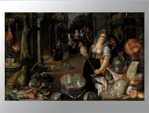 Kuchenstillleben Mit Figurenstaffage by Cornelis Jacobsz Delff