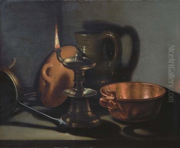 Kitchenware In The Glow Of An Oil Lamp - view 1