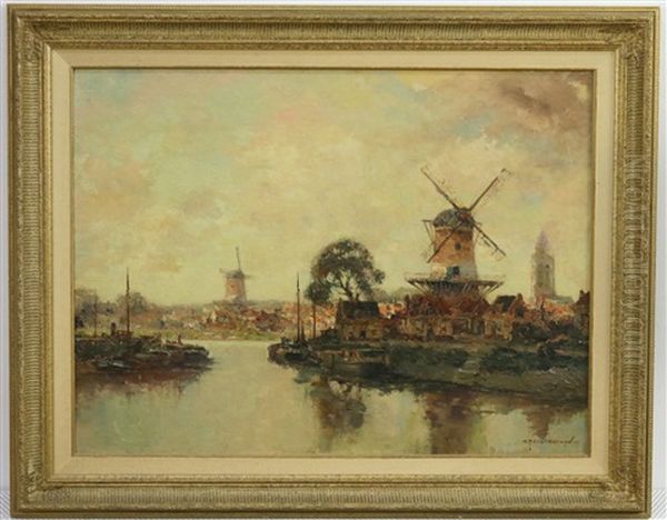 Gezicht Op Zuid-hollands Stadje Met Molens - view 1