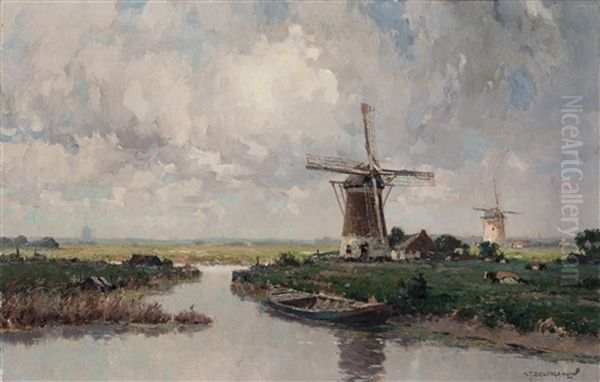 Windmill In A Polder Landscape - view 1