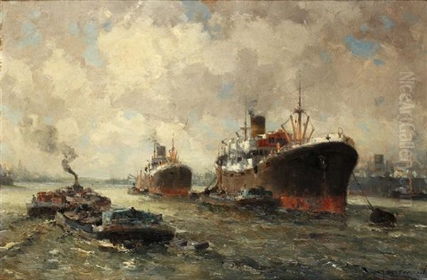 Tugs Accompanying Liners Out Of Port - view 1