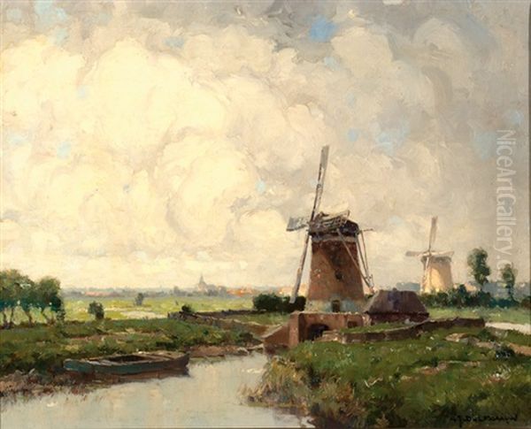 Mills Along A Canal - view 1