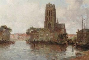 The Onze Lieve Vrouwekerk, Dordrecht, Seen From Across The Water