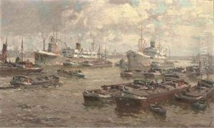 Shipping In Rotterdam Harbour by Gerard Delfgaauw