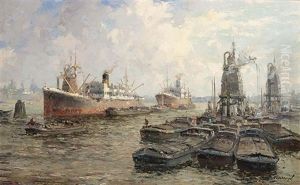 The Rotterdam Harbour by Gerard Delfgaauw