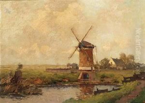 A Polder Landscape With Windmill