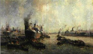 Schepen In De Haven Von Rotterdam by Gerard Delfgaauw