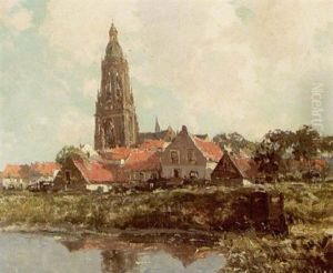 A View Of A Village Near A River by Gerard Delfgaauw