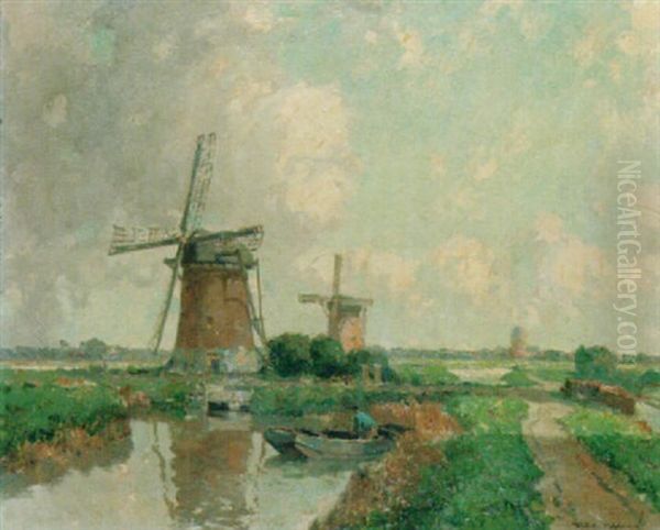 Windmills In A Summer Landscape - view 1