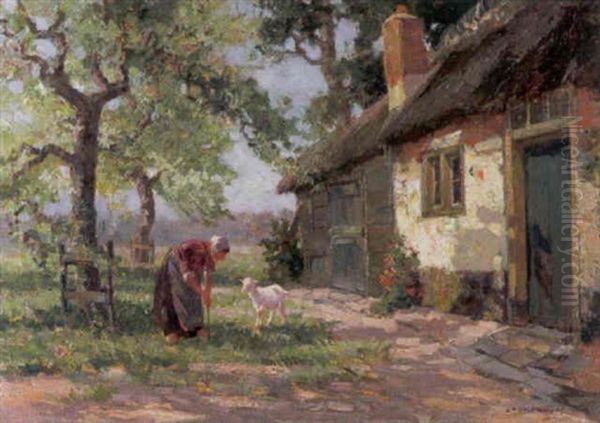 Boerin Met Geit Voor De Hoeve - view 1