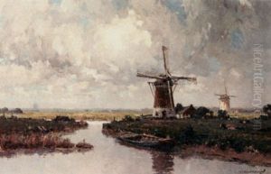 Windmills Near A Canal Windmills Near A Canal