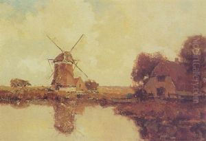 Mill In A Polder Landscape by Gerard Delfgaauw