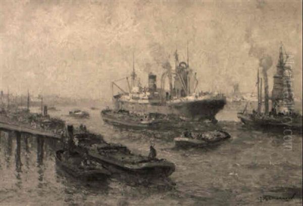 A Rotterdam Harbour With Various Shipping - view 1
