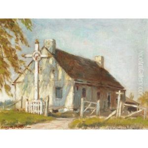 Wayside Cross By A Rural Home by Georges Marie Joseph Delfosse