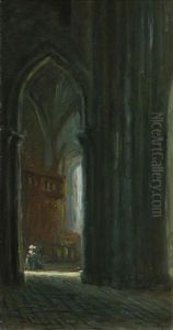 Church Interior by Georges Marie Joseph Delfosse