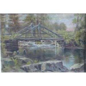Children Swimming Near The Bridge