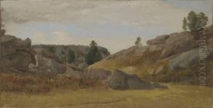 Vue De Fontainebleau by Claude Felix Theodore Deligny