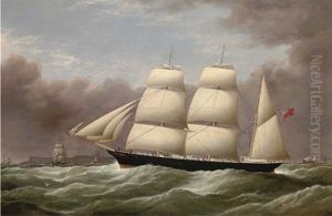 The Barque "alfred Hawley" Off The Skerries On Her Way Into Liverpool by G. Dell