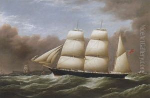 The Barque "alfred Hawley" Outward Bound In The Channel, Beachy Head Beyond by G. Dell