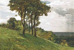 Trees On A Hillside by Lorenzo Delleani
