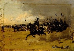 Corsa Di Cavalleria by Lorenzo Delleani