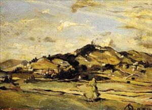 A Mountainous Landscape by Lorenzo Delleani