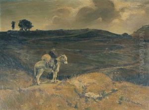 Frate Con Somarello Nel Paesaggio Collinare (by Armando Vaccari) by Lorenzo Delleani
