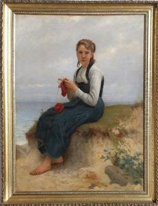 Young Woman Seated In Seascape Young Woman Seated In Seascape