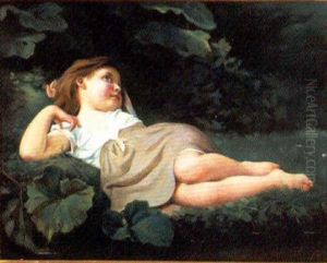 Little Girl In Repose by Francois Alfred Delobbe